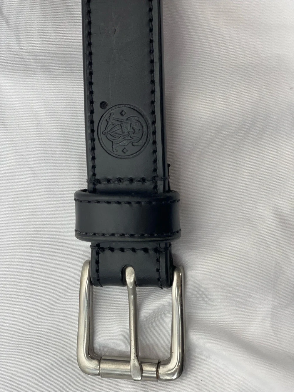 Black Leather Men's Belt w/Smith & Wesson Embossed Logo 42/44
